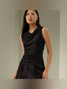 Lilysilk Silk Jersey Cowl-Neck Sleeveless Top